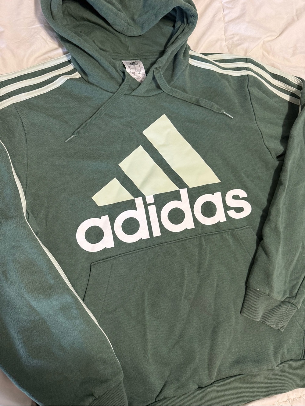 adidas Men’s Sage Green Logo Hoodie Sweater